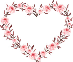 Watercolor Rose Wreath Frame