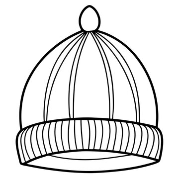 recommend clip art: warm hat outline coloring book page line art drawing, beanie hat line art vector illustration