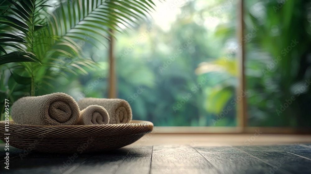 Poster a tranquil spa experience with a focus on exfoliation and hydration for glowing skin stock photo wit