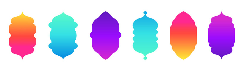 Islamic frame collection, vibrant gradient color, vector illustration, arabic, mosque gates, door, window, moroccan style