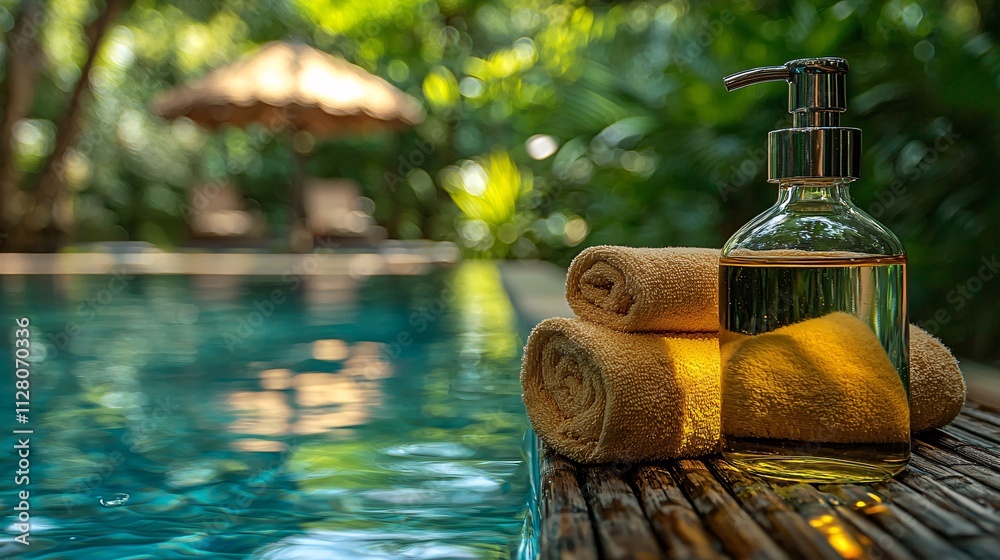 Poster a refreshing spa moment with a focus on hydration therapies and cool compresses stock photo with sid