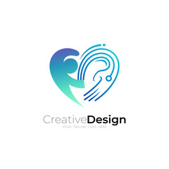 Love care logo with people design charity, community logos