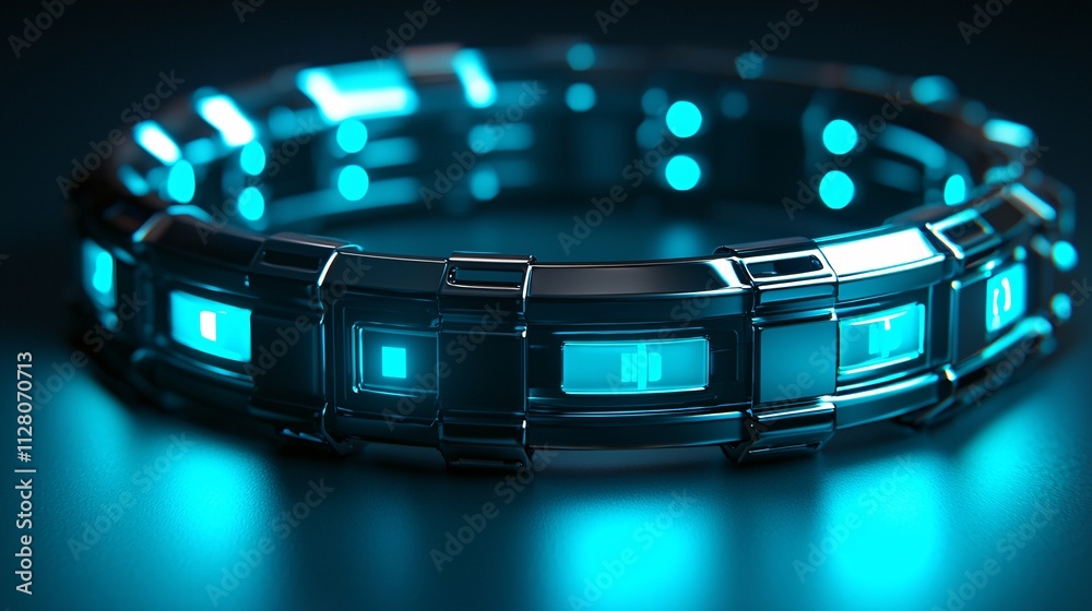 Aufkleber a wearable device featuring integrated microelectronic technology for health monitoring stock photo 