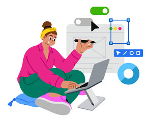 Woman working on web design