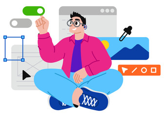 Man working on web design