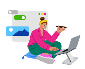 Woman working on website layout