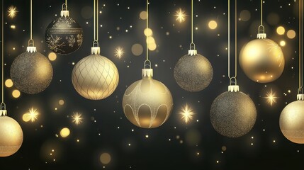 Elegant Christmas Wallpaper with Cartoon Style Ornaments in a Festive Atmosphere, Perfect for Holiday Decorations and Seasonal Celebrations