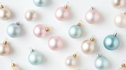 Minimal Cartoon Style Christmas Tree Ornaments in Soft Pastel Colors, Perfect for Holiday Decoration and Festive Celebrations, Bringing Cheerful Atmosphere to Any Space