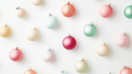 Minimalist Cartoon Style Illustration of Colorful Ornaments on a Soft Background Ideal for Christmas Decor and Seasonal Celebrations