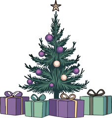 Festive Christmas Tree with Gifts