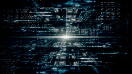 Obraz premium Futuristic metaverse, hi-tech digital data telemetry with encrypted numbers, display dynamic background for computer desktop screen display format