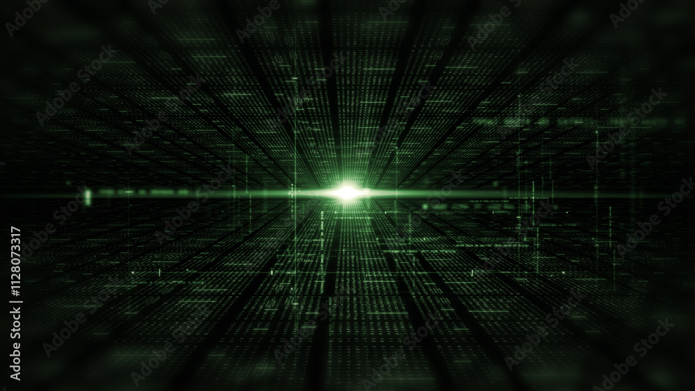Aufkleber Futuristic metaverse, hi-tech digital data telemetry with encrypted numbers, display dynamic background for computer desktop screen display format