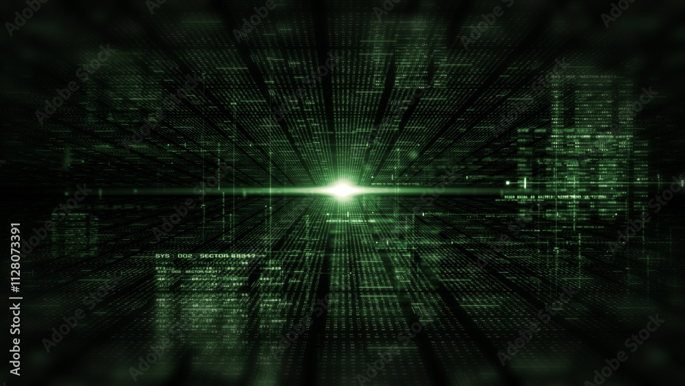 Leinwandbilder Futuristic metaverse, hi-tech digital data telemetry with encrypted numbers, display dynamic background for computer desktop screen display format