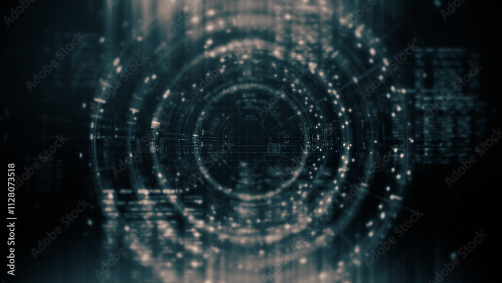 Fototapete Futuristic metaverse, hi-tech digital data telemetry with encrypted numbers, display dynamic background for computer desktop screen display format