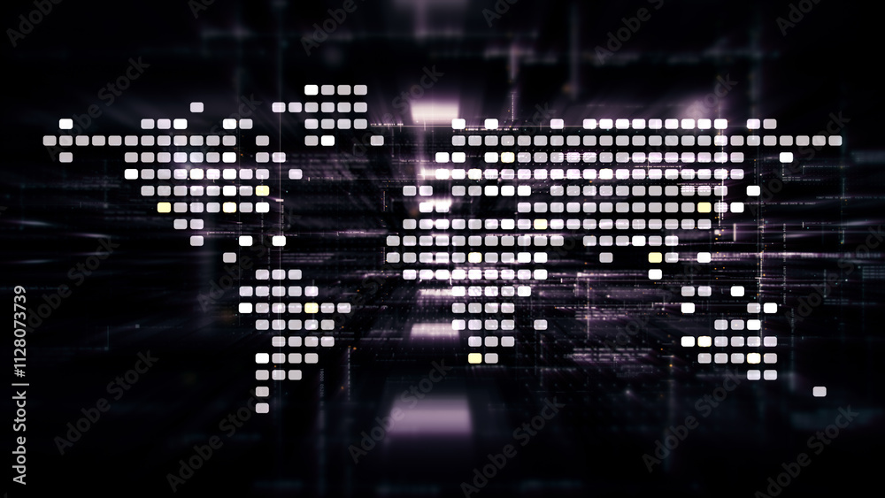 Poster Futuristic metaverse, hi-tech digital data telemetry with encrypted numbers, display dynamic background for computer desktop screen display format