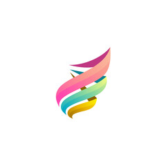 Symbol wing logo with abstract colorful design