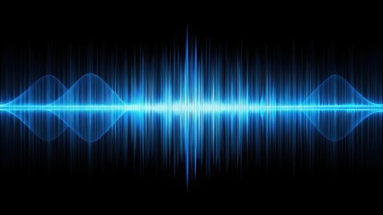 Fototapeta premium Drone photography soundtrack features a minimalist voice recording and digital audio visualization, blue line wave.