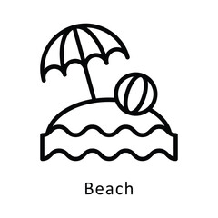 Beach Vector Outline Icon. Eps file 10
