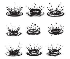 Dynamic Water Splash Silhouette Design