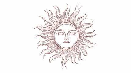 Fototapeta premium Outline illustration of ancient sun symbol for minimalist design. Solstice. Illustration