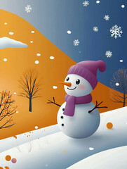 snowman with christmas tree