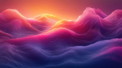 Fototapeta premium Abstract Sound Wave Landscape with Glowing Blue and Purple Particles in Motion