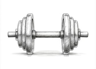 Minimalist Dumbbell Sketch, Fitness Illustration, Weightlifting, Workout, Gym Equipment, Simple Line Drawing, Isolated Dumbbell, White Background, Exercise Icon, Strength Training