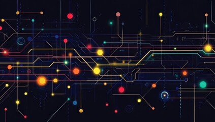 Abstract design featuring vibrant lines and dots. 