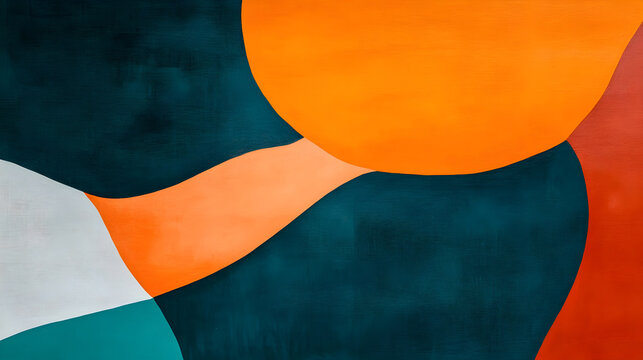 A vivid fusion of bold orange and calming teal shapes forming an abstract background full of contrast and depth