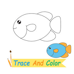 Traces and colors for children. cute fish picture