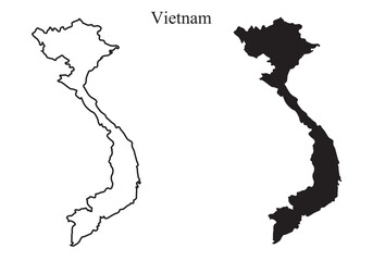 Vietnam map vector illustration, Vietnam map silhouette, Vietnam country