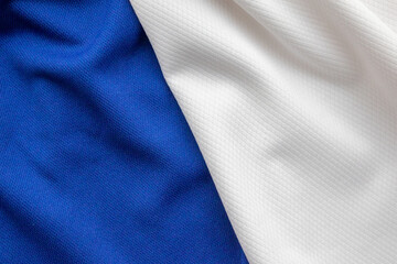 Blue and white sports clothing fabric football shirt jersey texture background