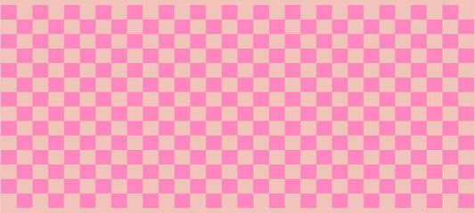 Background pink square pattern. Vector illustration. Chessboard. Pink checked pattern background. Vector illustration of pink squares. Wallpaper consist of repeatable texture