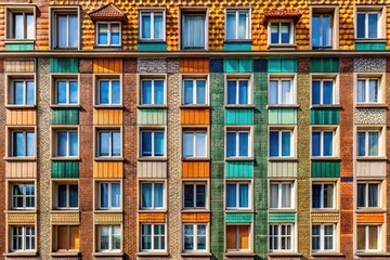 Panoramic Facade Cladding: Diverse Tile Shapes & Sizes, Seamless Bump Map Texture for 3D Modeling