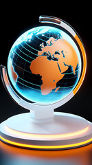 Illuminated globe displaying continents with a modern design in vibrant colors