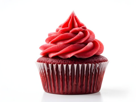 Red velvet cupcake isolated on the white background
 - Powered by Adobe
