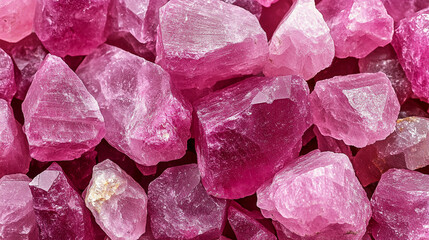 Closeup of numerous pink rose quartz stones in various sizes creating a soft and calming texture symbolizing love healing emotional balance and spiritual connection in a harmonious display