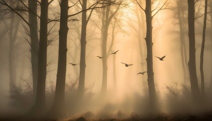 Green Forest Sun Sky Pine Bamboo Trees Jungle Canopy Background Summer Spring Autmn Camping Travel