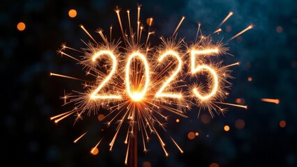 Fototapeta premium A sparkler with the number 2025 on it