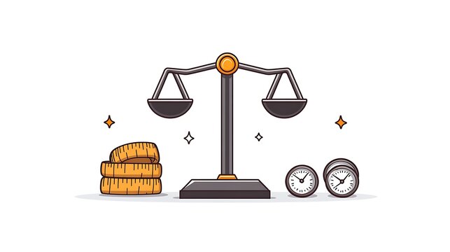 balance scale with tires and clocks clip art preview