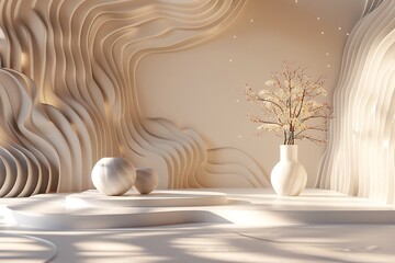 luxury expensive abstract background design, Minimalist nomadic interior background, Minimalist wellness corner, soft lighting
