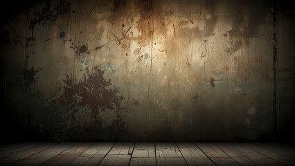 Empty wooden table with grunge wall background, mockup dispaly product concept