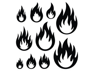 fire flames silhouettes set 