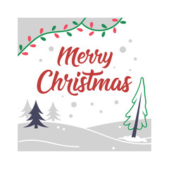 merry Christmas greeting card with Christmas tree