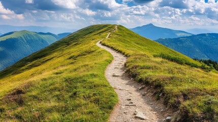 Hillside path to mountain peak.