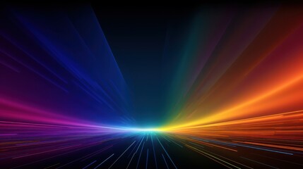 Obraz premium Abstract Colorful Light Trails Converging at Horizon