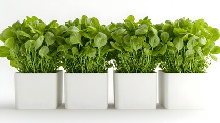 Fresh Green Herbs in Modern White Pots - Powered by Adobe