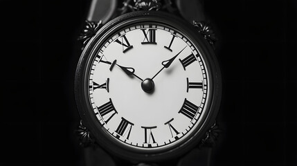 Black white animation of clock with moving hands, ideal for time related projects or presentations