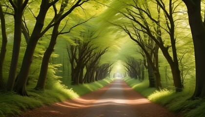 Green Forest Sun Sky Pine Bamboo Trees Jungle Canopy Background Summer Spring Autmn Camping Travel