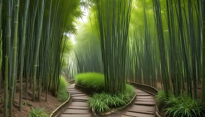 Green Forest Sun Sky Pine Bamboo Trees Jungle Canopy Background Summer Spring Autmn Camping Travel